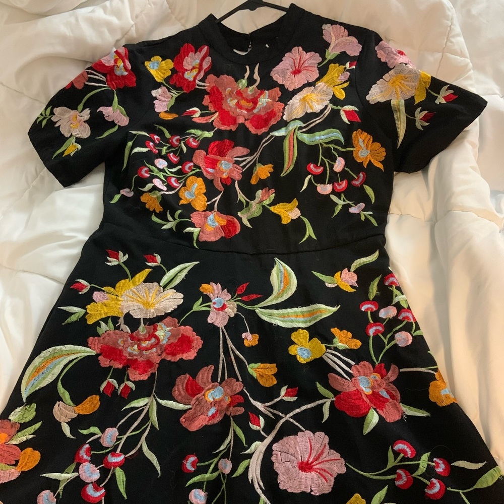 ASOS Mock Neck Embroidered Mini Dress